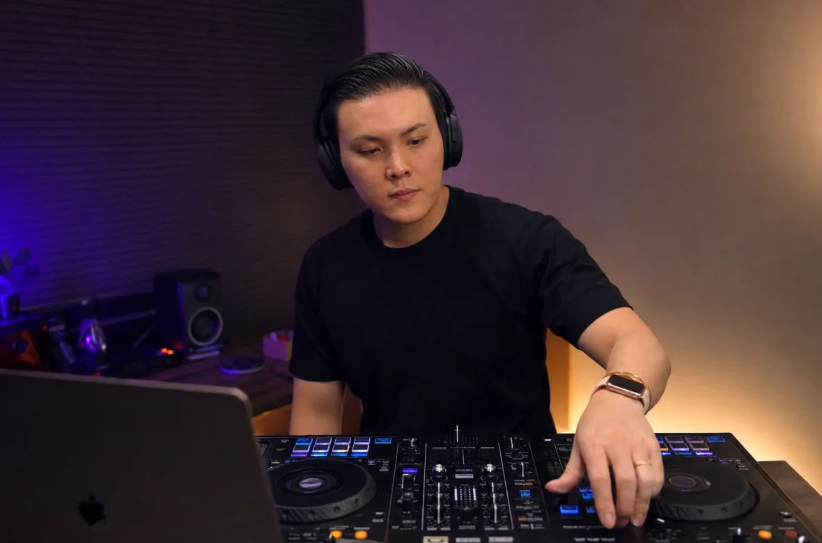 Beginner DJ practicing and learning from common mistakes on a controller