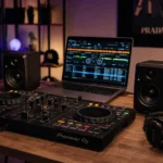 Affordable beginner DJ setup with controller, laptop and headphones in Thailand
